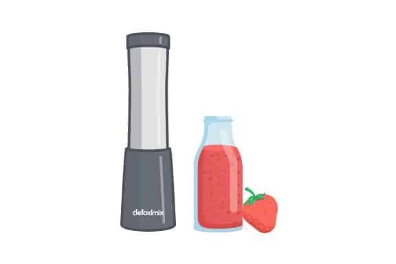 2 bottiglie di trasporto plastica senza BPA 280 ml e ricettario per frullati inclusi DETOXIMIX MINI Frullatore ultra compatto 150 W RED CHERRY 
